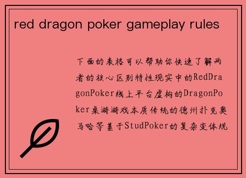 red dragon poker gameplay rules